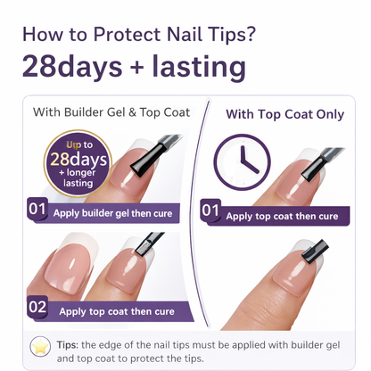 Salon-Style French Tip Press-On Nails - Coffin #029