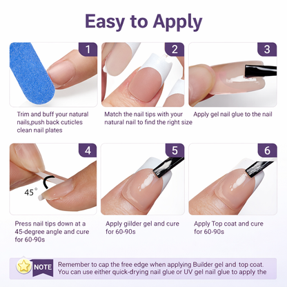 Salon-Style French Tip Press-On Nails - Coffin #029