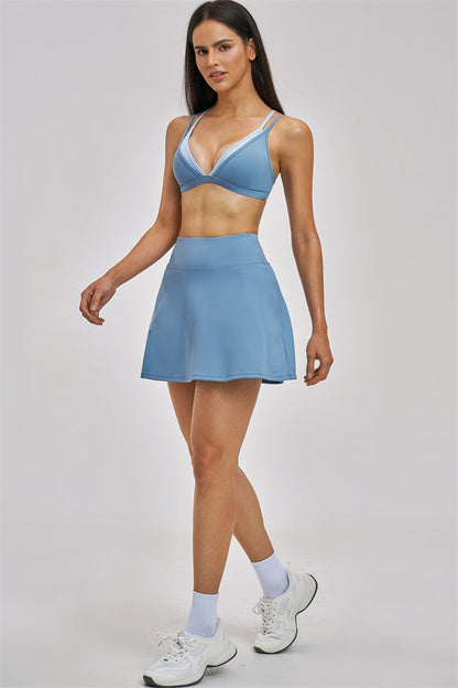 The Seraphine Layered V Sports Bra Skirt 2-Piece Set