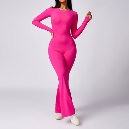 Leisure Horn Long Sleeve Yoga Jumpsuit Tight Quick-drying Sports Workout