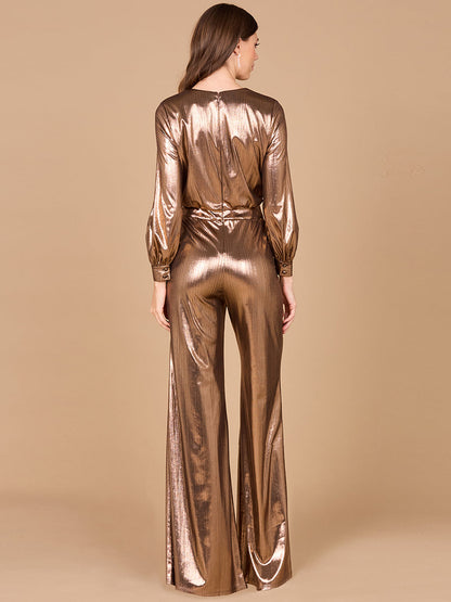 Metallic Shimmer Jumpsuit with Pockets - OUTLET