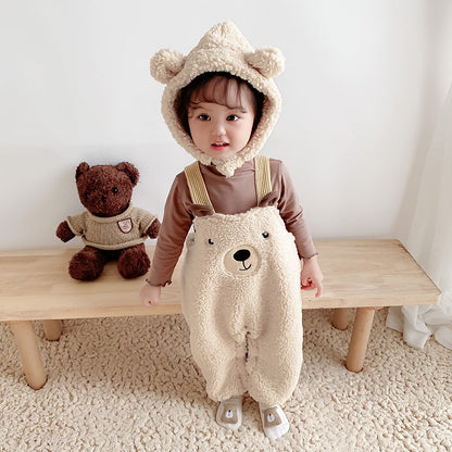 Beary Cute - Baby Suspender Pants & Hat Set