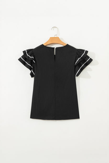 Amani Short Sleeve Textured Blouse