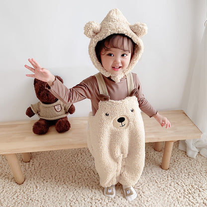 Beary Cute - Baby Suspender Pants & Hat Set