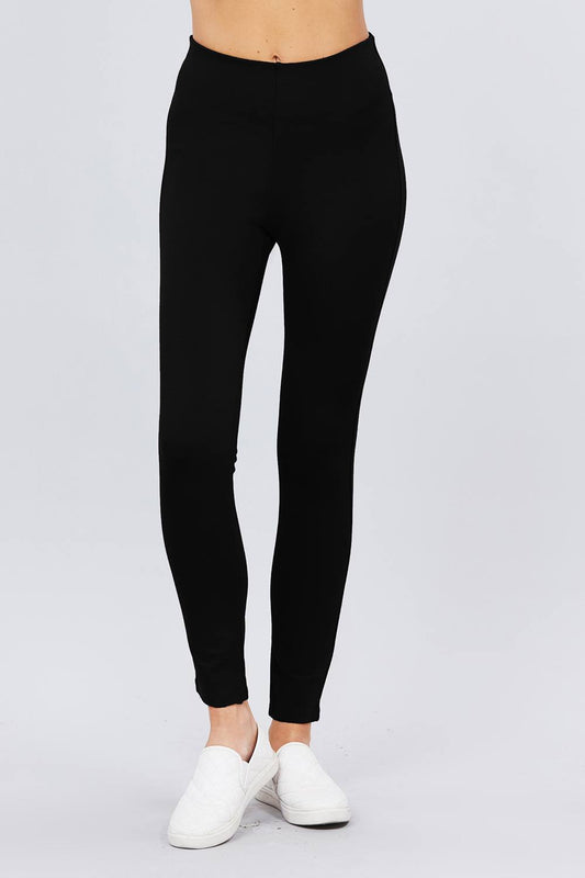 Women's waist elastic band ponte pants with stretch fabric