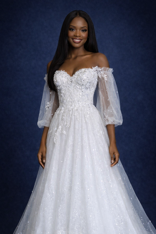 Alluring Off-Shoulder Wedding Gown