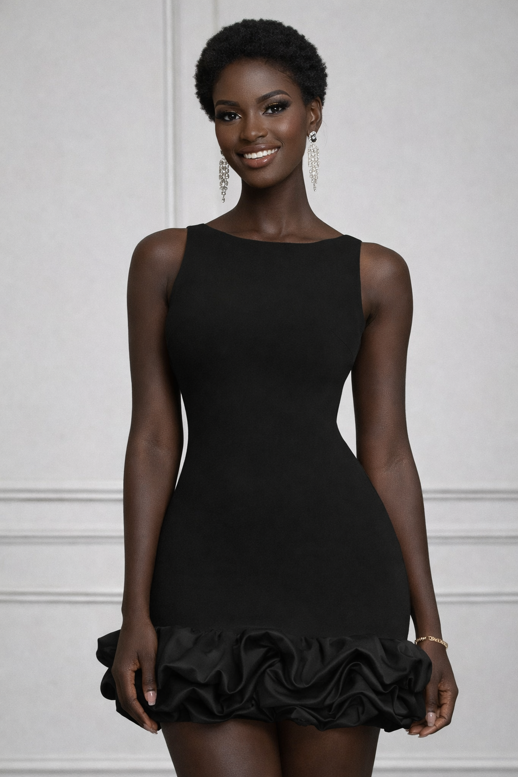 Ruffle Hem Sleeveless Mini Dress