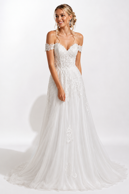 Classic Off-Shoulder Wedding Gown