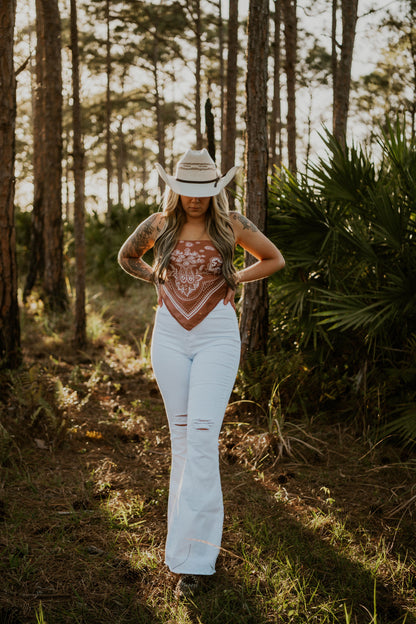 White High Waisted Bell Bottoms