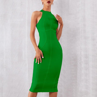 Sleeveless Halter Bandage Midi Dress