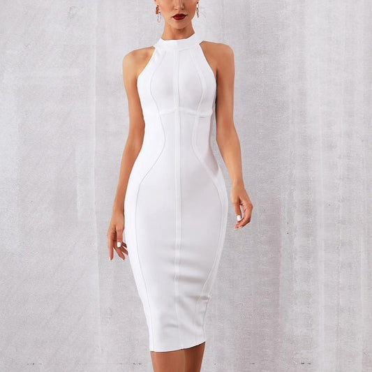 Sleeveless Halter Bandage Midi Dress