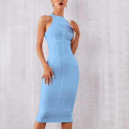 Sleeveless Halter Bandage Midi Dress