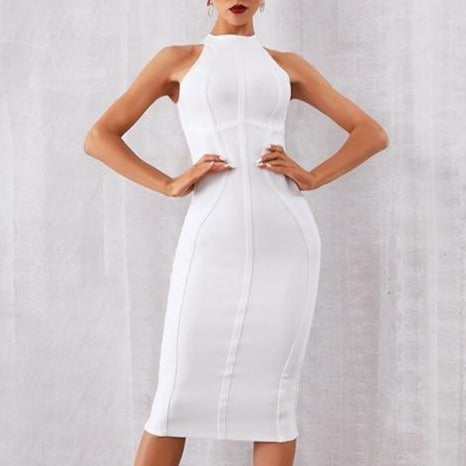 Sleeveless Halter Bandage Midi Dress