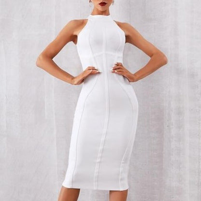 Sleeveless Halter Bandage Midi Dress