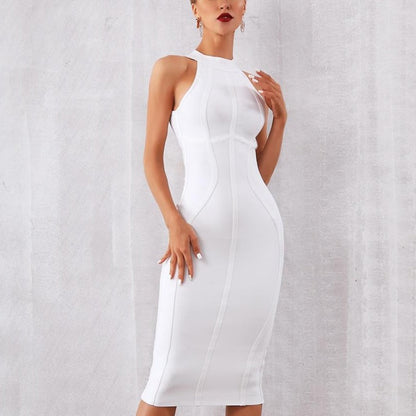 Sleeveless Halter Bandage Midi Dress