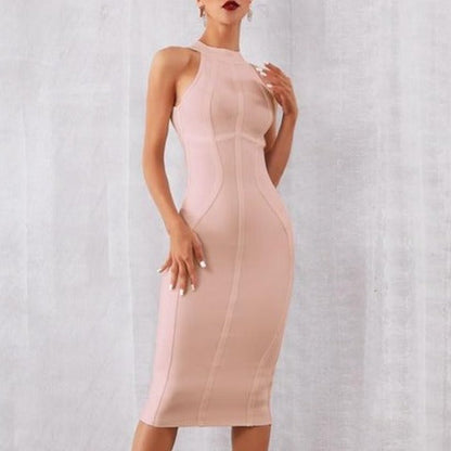 Sleeveless Halter Bandage Midi Dress