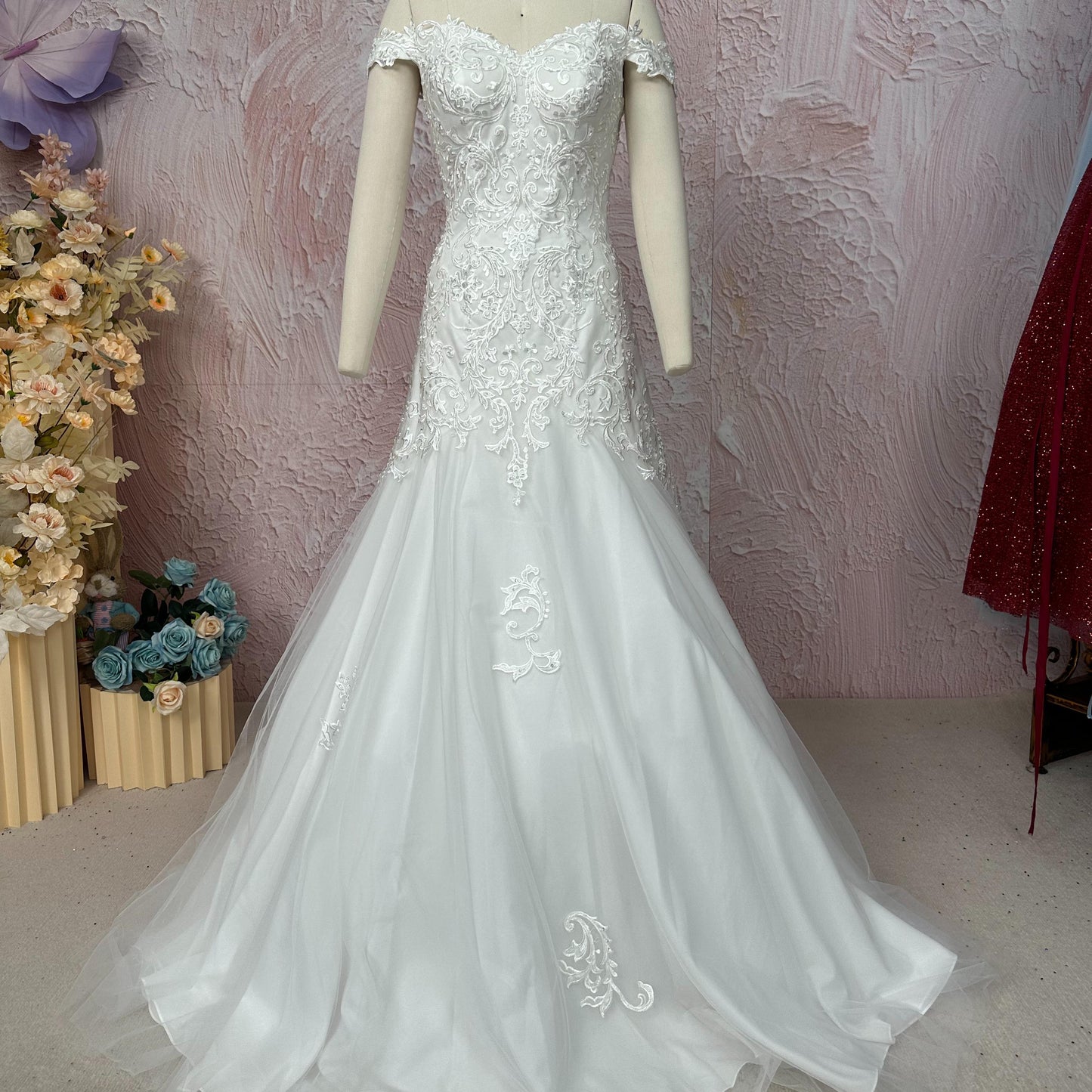 Classic Off-Shoulder Wedding Gown