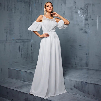 Half Sleeve A-Line Wedding Gown