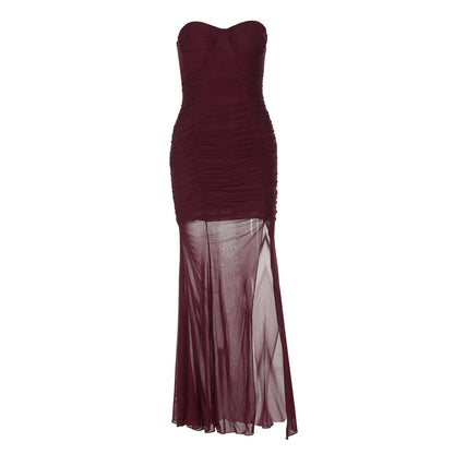 Mesh Bandeau Slim Fit Women Dress