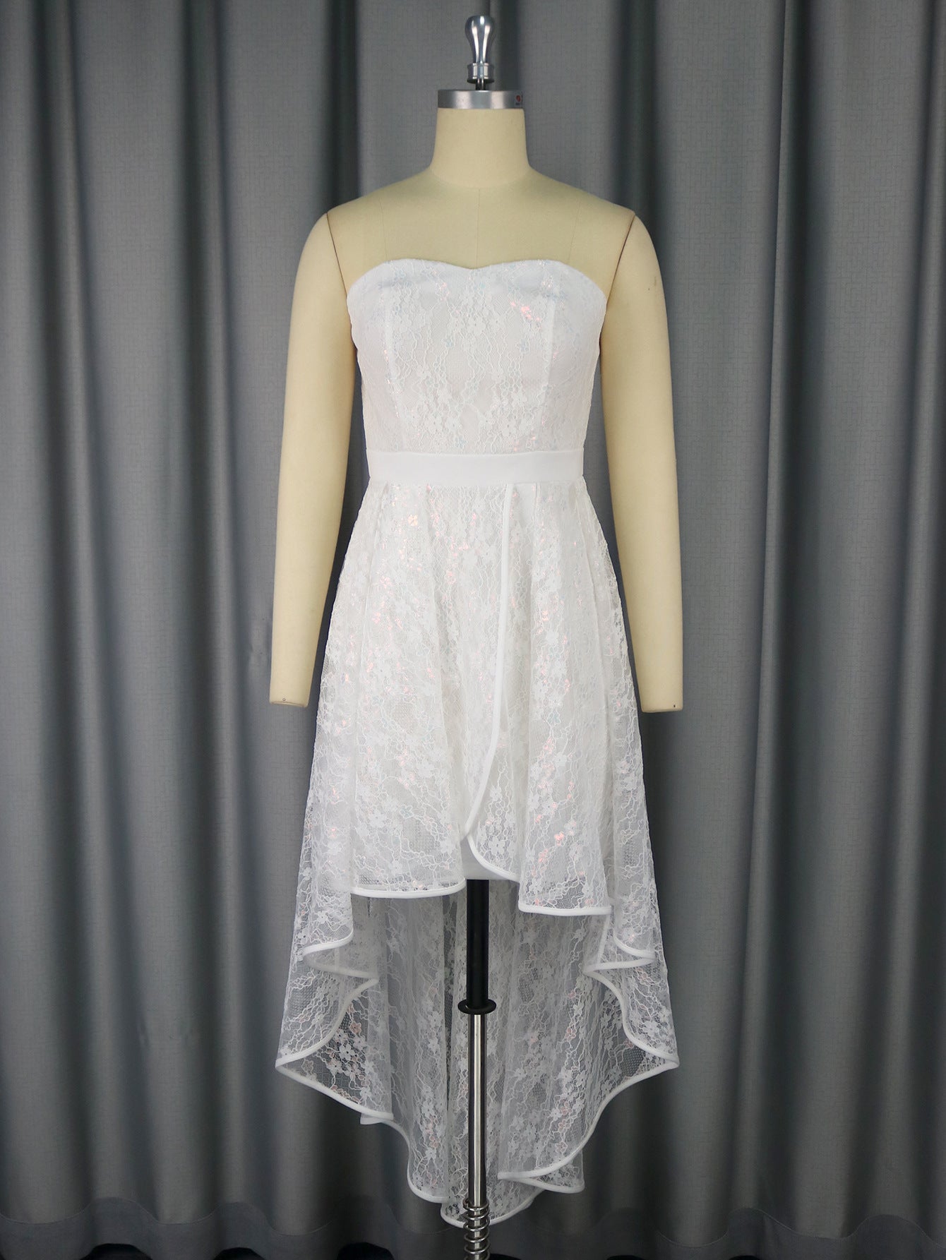 Sleeveless High-Low Wedding Dress