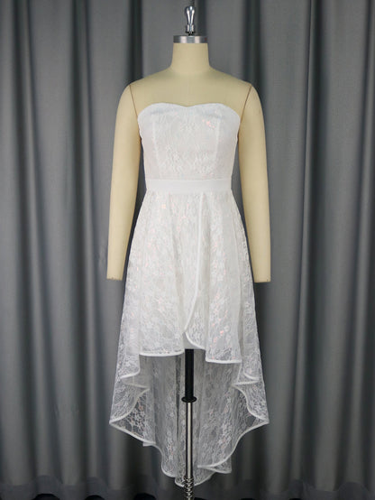 Sleeveless High-Low Wedding Dress