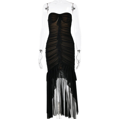 Sleeveless Tube Ruffle Dress