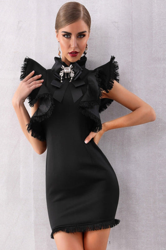 Black Flying Sleeves cocktail Dress