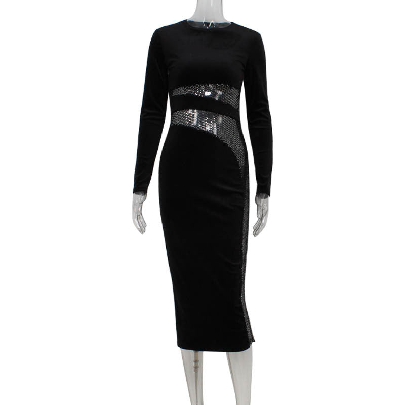Velvet Nude Sheath Midi Dress