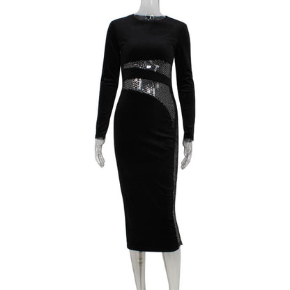 Velvet Nude Sheath Midi Dress