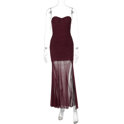 Mesh Bandeau Slim Fit Women Dress
