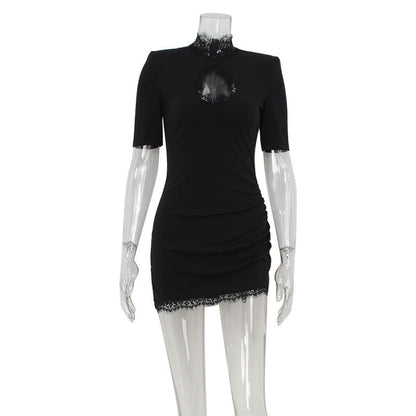 Midnight Muse Hollow Cutout Mini Dress