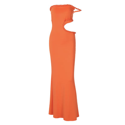Slim Off-Shoulder Hollow Out Cutout Maxi Dress