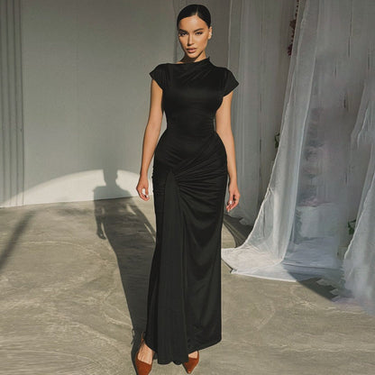 Robe Courte Plissée Lacée à Manches Courtes pour Femme, Coupe Cintrée, Collection Automne
