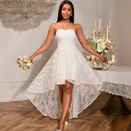 Sleeveless High-Low Wedding Dress