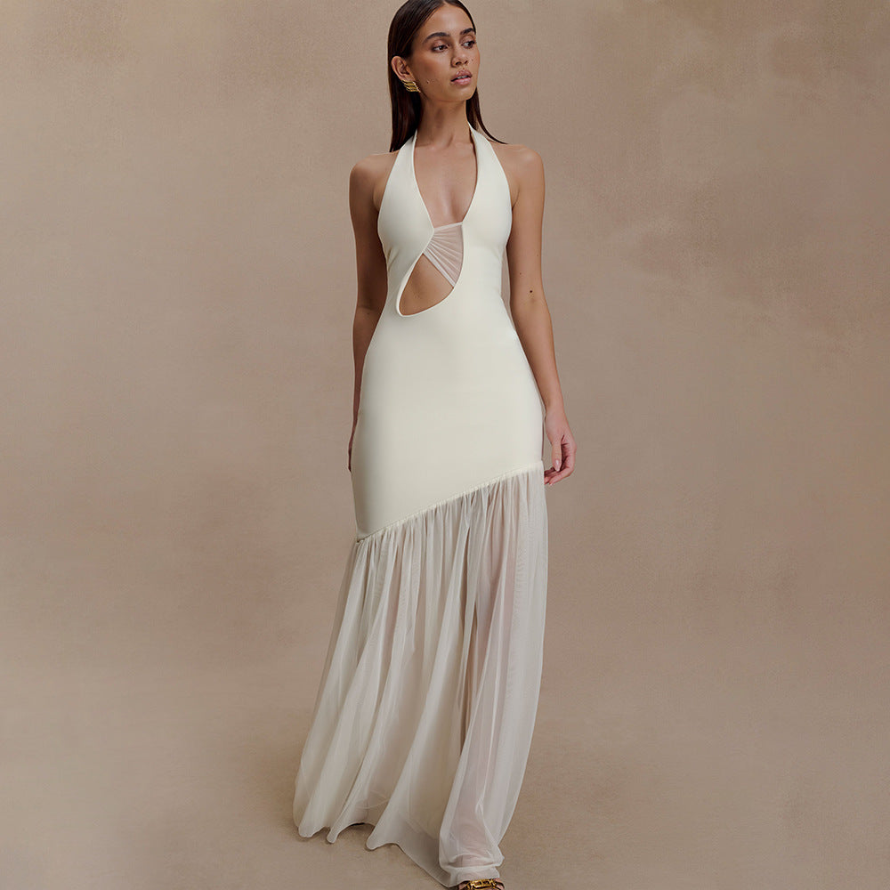 Ethereal Backless Flowing Sheath Dress