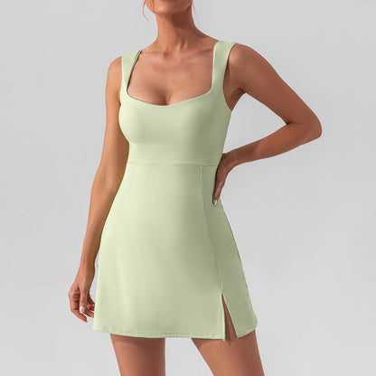 Sexy Sling Solid Color Yoga Tennis Lightweight Breathable Outdoor Golf Sports Dress Women