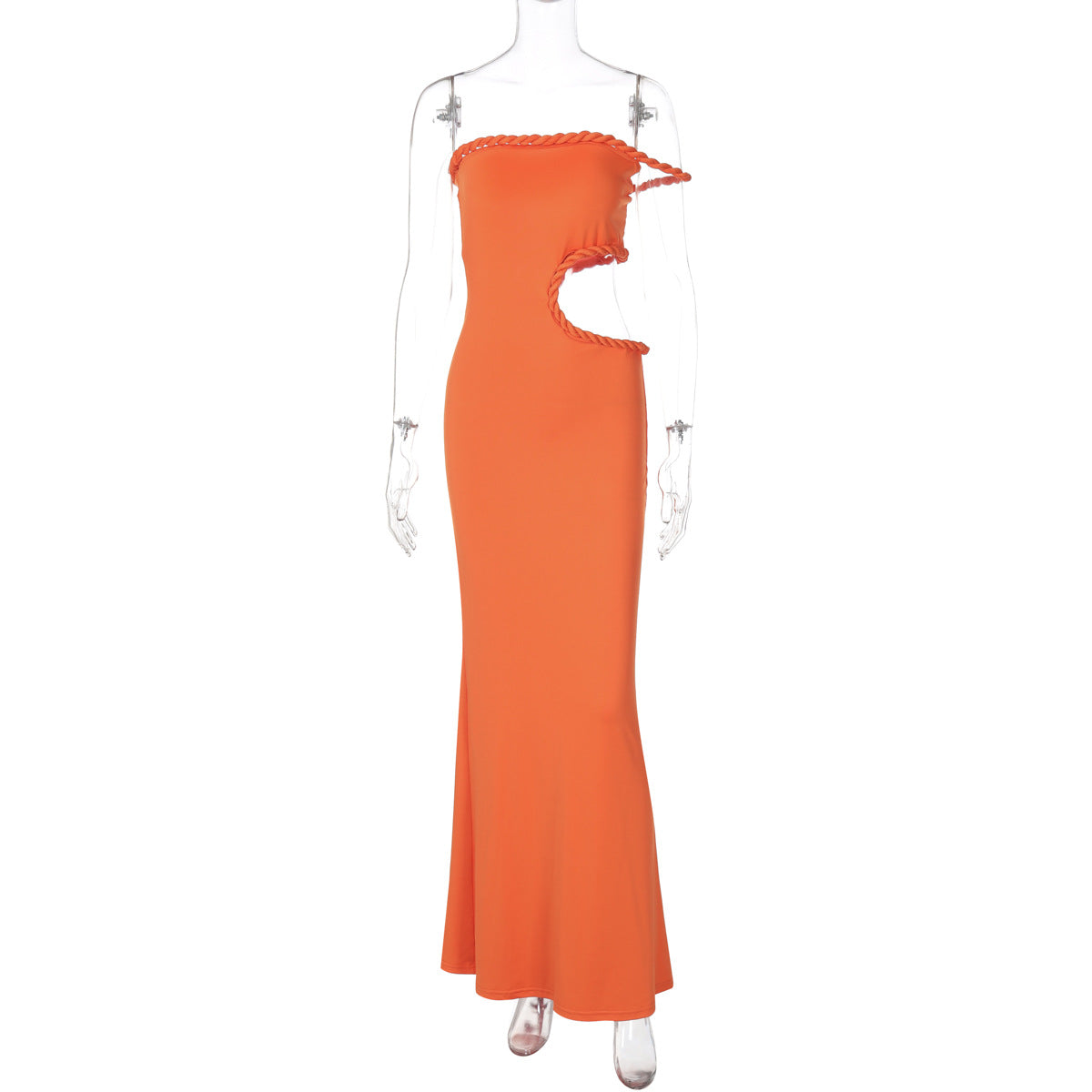 Slim Off-Shoulder Hollow Out Cutout Maxi Dress