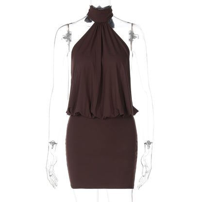 Women Clothing Summer Sleeveless Halter Bandage Sexy Backless Skinny Sheath Dress
