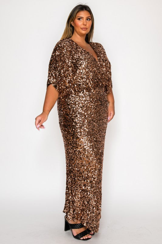 Radiant Drape Sequin Maxi Dress