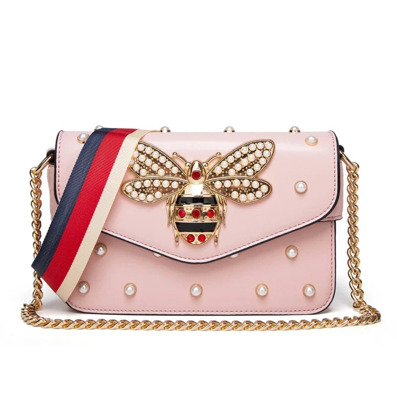 New Fashion Women's Bag Trend | Brand Pearl Bee Shoulder Bag & High Quality Temperament Ladies Crossbody Bag (Designer Luxury Handbag)