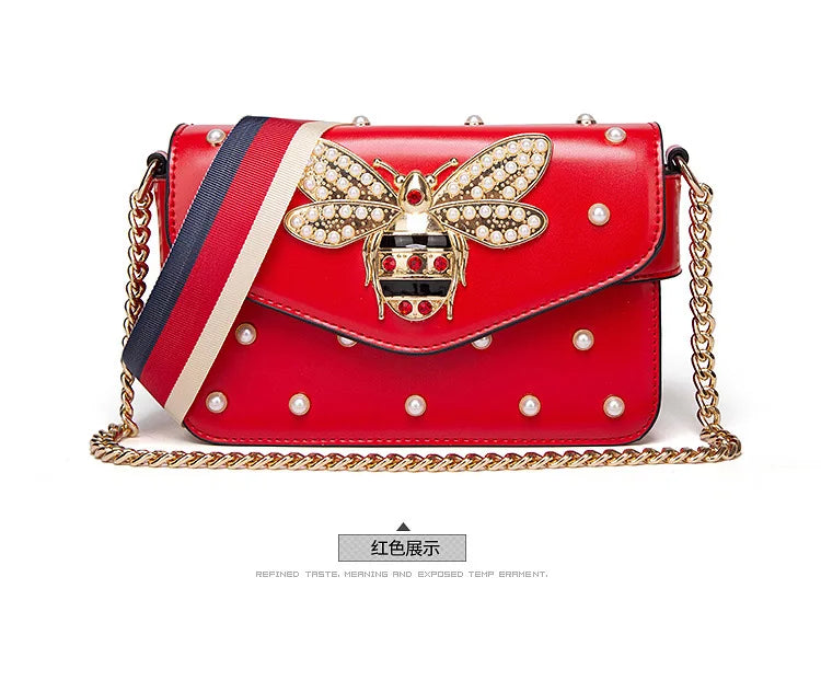 New Fashion Women's Bag Trend | Brand Pearl Bee Shoulder Bag & High Quality Temperament Ladies Crossbody Bag (Designer Luxury Handbag)