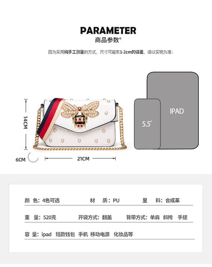 New Fashion Women's Bag Trend | Brand Pearl Bee Shoulder Bag & High Quality Temperament Ladies Crossbody Bag (Designer Luxury Handbag)