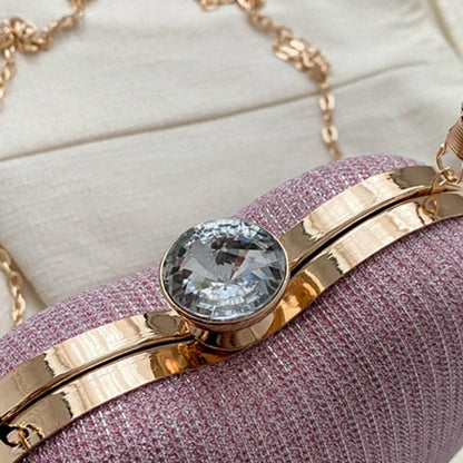 Shiny Heart Shape Metal Evening Clutch Bag for Women | Fashion Chain Shoulder Crossbody Bag (Luxury Lady Purse)