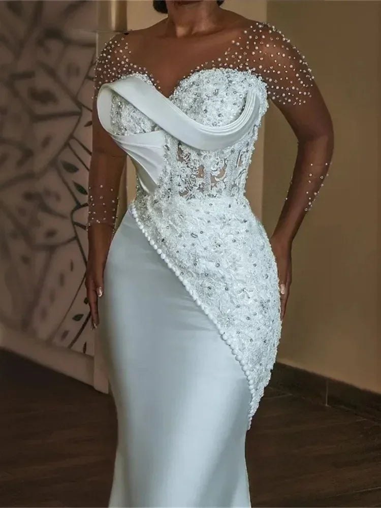 Luxury Beaded Mermaid African-Style Wedding Dress