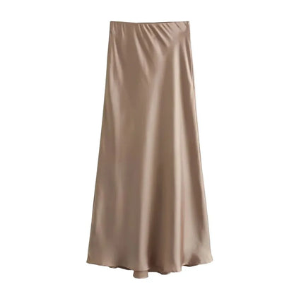 Refined Silk Midi Skirt