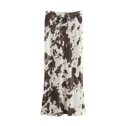Untamed Printed Satin Midi Skirt