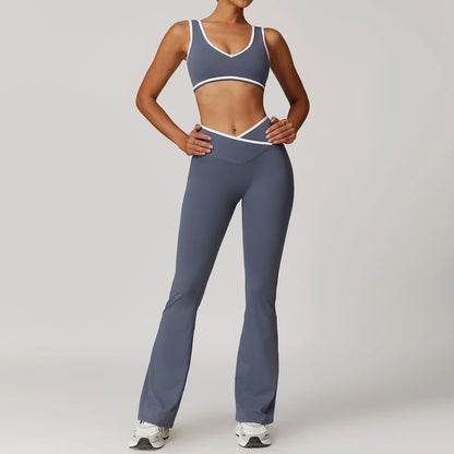 Yoga Set 2 Pieces Workout Outfits Fitness Sportswear Gym Tracksuit High Waist Leggings Sports Bra Athletic Wear Women Clothes
