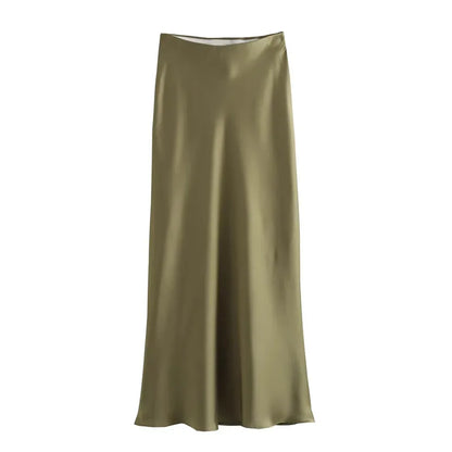 Refined Silk Midi Skirt