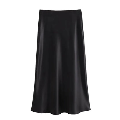 Refined Silk Midi Skirt
