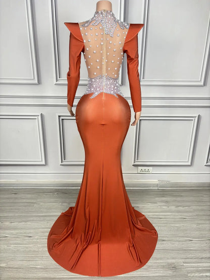 Rhinestone Floral Embroidered Mermaid Gala Gown